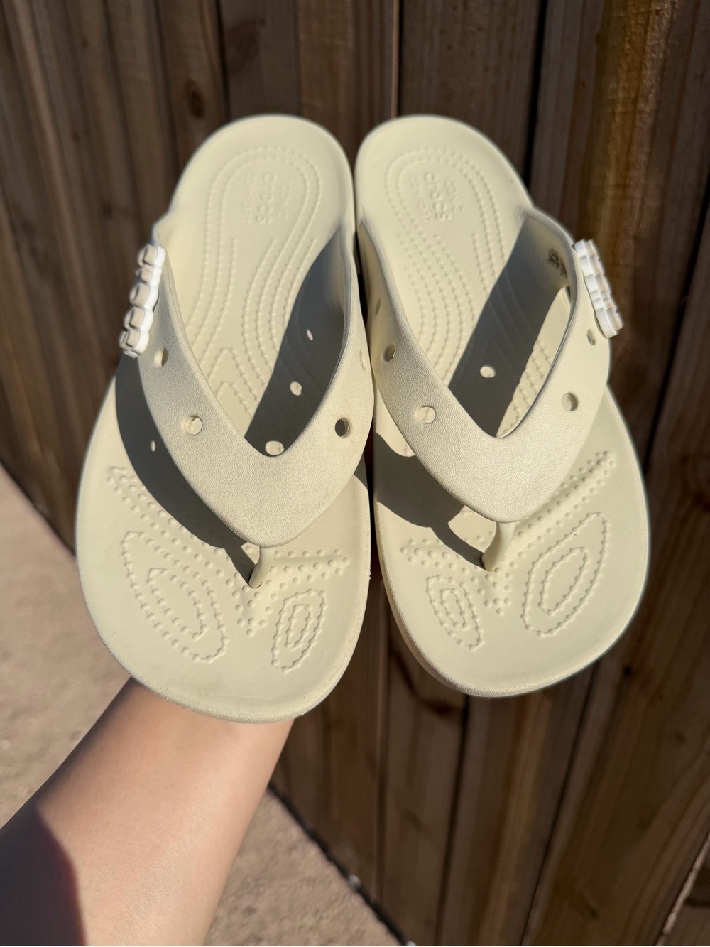 CROCS Women's Pale Cream Flip Flop Sandals